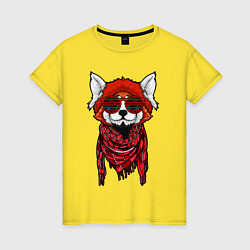 Футболка хлопковая женская Красная панда, цвет: желтый