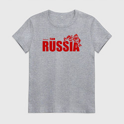 Футболка хлопковая женская Russia, цвет: меланж