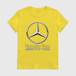 Футболка хлопковая женская MERCEDES-BENZ AMG, цвет: желтый