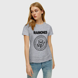 Футболка хлопковая женская RAMONES, цвет: меланж — фото 2