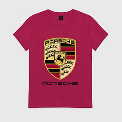 Футболка хлопковая женская PORSCHE, цвет: маджента