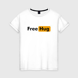Футболка хлопковая женская FREE HUG, цвет: белый