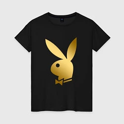 Футболка хлопковая женская PLAYBOY GOLD, цвет: черный