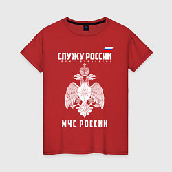 Футболка хлопковая женская МЧС России, цвет: красный