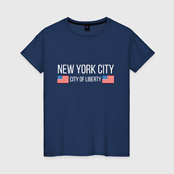 Футболка хлопковая женская NEW YORK, цвет: тёмно-синий