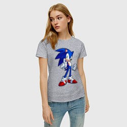 Футболка хлопковая женская SONIC, цвет: меланж — фото 2
