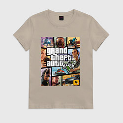 Футболка хлопковая женская GTA5, цвет: миндальный