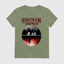 Футболка хлопковая женская Очень странные дела, цвет: авокадо