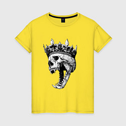 Футболка хлопковая женская Fangs - skull and crown, цвет: желтый