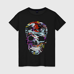 Футболка хлопковая женская Skull 2055, цвет: черный