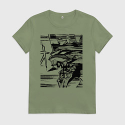 Футболка хлопковая женская Ева Евангелион, цвет: авокадо