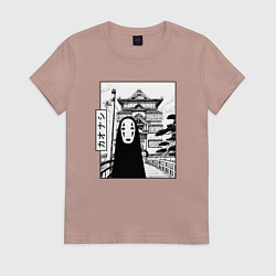 Футболка хлопковая женская No-Face Spirited Away Ghibli, цвет: пыльно-розовый