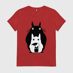 Футболка хлопковая женская Тоторо, цвет: красный