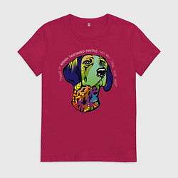 Футболка хлопковая женская Берегись курцхаара, цвет: маджента