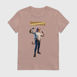 Футболка хлопковая женская Meowcles Fortnite 2, цвет: пыльно-розовый