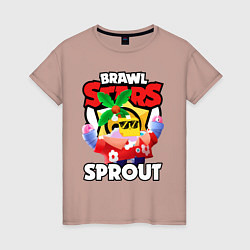 Футболка хлопковая женская BRAWL STARS SPROUT, цвет: пыльно-розовый