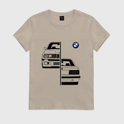 Футболка хлопковая женская BMW БМВ Z, цвет: миндальный