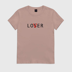Футболка хлопковая женская Lover - loser, цвет: пыльно-розовый