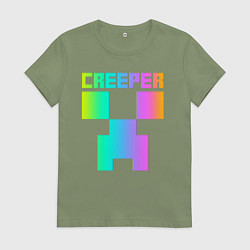 Футболка хлопковая женская MINECRAFT CREEPER, цвет: авокадо