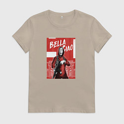 Футболка хлопковая женская БУМАЖНЫЙ ДОМ, цвет: миндальный