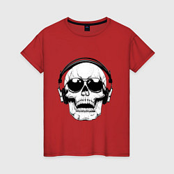 Футболка хлопковая женская Skull Music lover, цвет: красный
