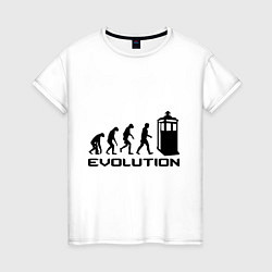 Футболка хлопковая женская Tardis evolution, цвет: белый