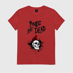 Футболка хлопковая женская Punks not dead, цвет: красный