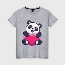 Футболка хлопковая женская Панда love, цвет: меланж