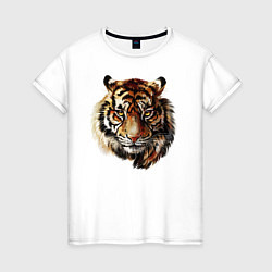 Футболка хлопковая женская Тигр Tiger, цвет: белый
