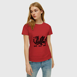 Футболка хлопковая женская Мифический дракон, цвет: красный — фото 2