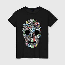 Футболка хлопковая женская Tosh Cool skull, цвет: черный