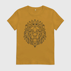 Футболка хлопковая женская Геометрический Лев, цвет: горчичный