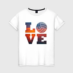 Футболка хлопковая женская LOVE Volleyball, цвет: белый
