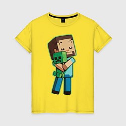 Футболка хлопковая женская Minecraft, цвет: желтый
