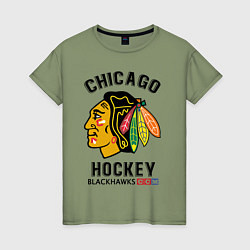 Футболка хлопковая женская CHICAGO BLACKHAWKS NHL, цвет: авокадо