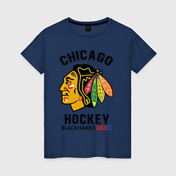 Футболка хлопковая женская CHICAGO BLACKHAWKS NHL, цвет: тёмно-синий