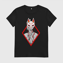 Футболка хлопковая женская Женщина в маске, цвет: черный