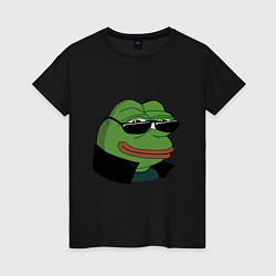 Футболка хлопковая женская Pepe в очках EZ, цвет: черный