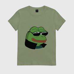 Футболка хлопковая женская Pepe в очках EZ, цвет: авокадо