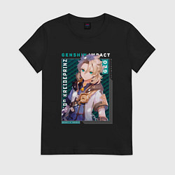 Футболка хлопковая женская Альбедо Albedo с надписями, Genshin Impact, цвет: черный