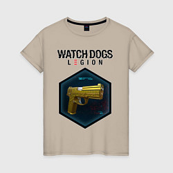 Футболка хлопковая женская Watch Dogs Legion, цвет: миндальный