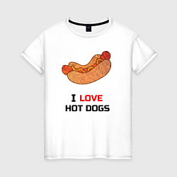 Футболка хлопковая женская Love HOT DOGS, цвет: белый