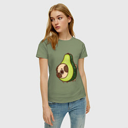 Футболка хлопковая женская Мопс-авокадо, цвет: авокадо — фото 2