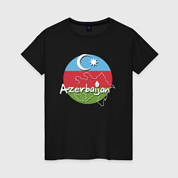 Футболка хлопковая женская Азербайджан, цвет: черный