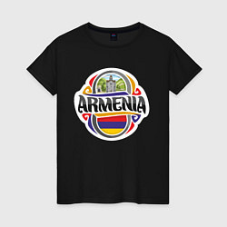 Футболка хлопковая женская Армения, цвет: черный