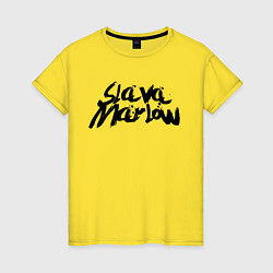Футболка хлопковая женская Slava Marlow, цвет: желтый
