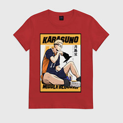 Футболка хлопковая женская Haikyuu Haikuu Haikyu, цвет: красный