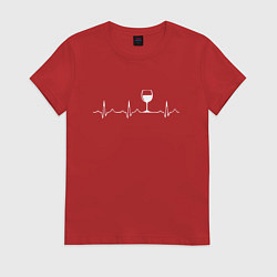 Футболка хлопковая женская Винный пульс, цвет: красный