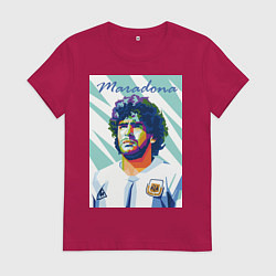 Футболка хлопковая женская Марадона золотой мальчик, цвет: маджента