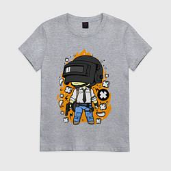 Футболка хлопковая женская PUBG, цвет: меланж